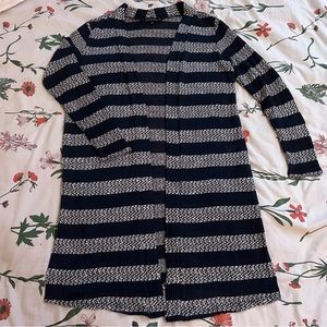 Blue Striped Long Cardigan